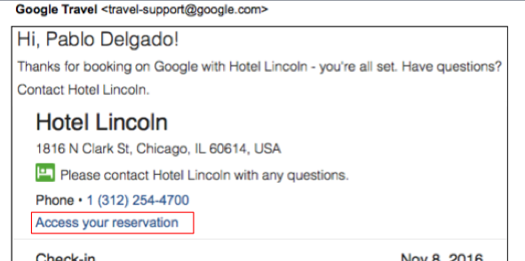 hotel booking confirmation by Book on Google